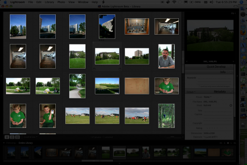 Adobe Lightroom Beta 3 - Gallery View: A screenshot of the cleaned up Adobe Lightroom Beta 3 gallery view - with some sidepanels hidden.